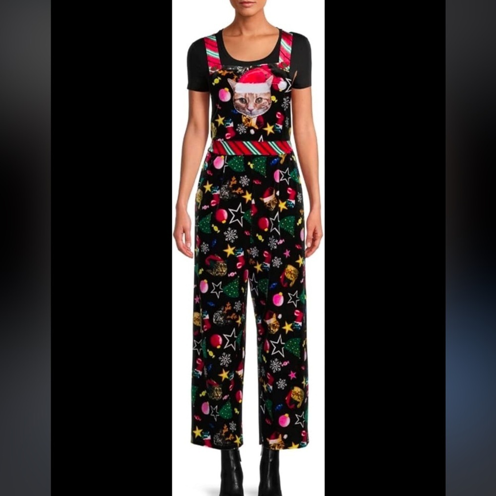 NO BOUNDARIES Ugly Cat Christmas Jumpsuit